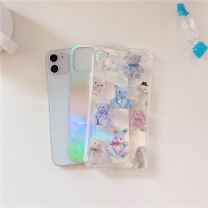 Cartoon Bear Laser Card Phone Case