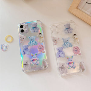 Cartoon Bear Laser Card Phone Case