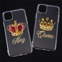 Load image into Gallery viewer, Cute King Queen Crown Couple Clear Phone Case
